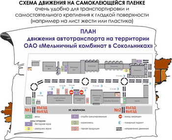 Схема движения (тип c, 1х1 метр, пленка) - Охрана труда на строительных площадках - Схемы движения - vektorb.ru