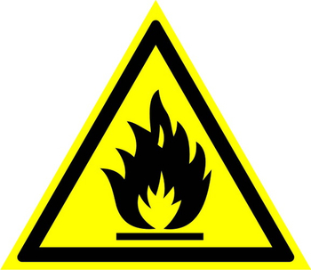 W01 пожароопасно! легковоспламеняющиеся вещества (пленка, сторона 200 мм) - Знаки безопасности - Предупреждающие знаки - vektorb.ru