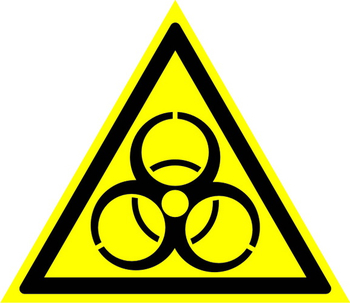 W16 осторожно! биологическая опасность (инфекционные вещества) (пластик, сторона 200 мм) - Знаки безопасности - Предупреждающие знаки - vektorb.ru